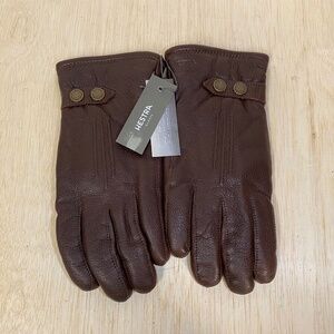 NEW Hestra Men's Size 9 Brown Elk Leather Gloves • Fleece Lined • Tallberg